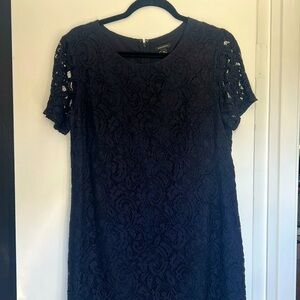 Ann Taylor Dark Navy Lace Shift Dress